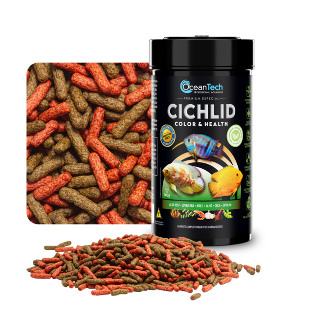 Ração Ocean Tech Cichlid Color e Health 75g Ração Ocean Tech Cichlid Color e Health 75g