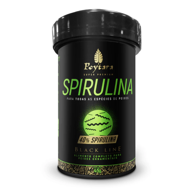 Ração Poytara Black Line Spirulina 40% Pellets M - 45g Ração Poytara Black Line Spirulina 40% Pellets M - 45g
