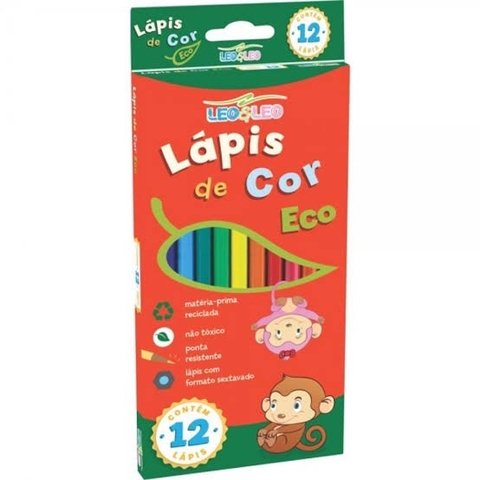 Lápis de cor com 12 cores sextavado linha eco