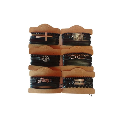 Pulseira masculina kit com 3 cartelas