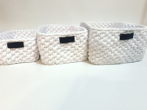 Canastas Tejidas Trapillo Blanco - Set x 3 - comprar online