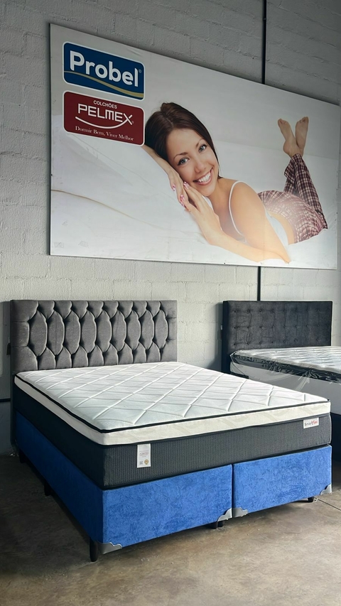 Cama Box + Colchao Plumatex Velvet Queen Size 158x198 - comprar online