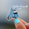 VINILO MINIATURA VESPA CELESTE - comprar online