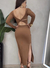 vestido manga longa com fenda , abertura nas costas - comprar online