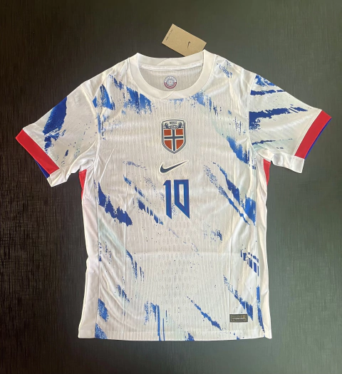 Camiseta Noruega DRI-FIT Suplente 2024/25 Odegaard 10 Match Blanca