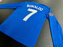 Camiseta RETRO Manga Larga Manchester United Suplente 2008/09 Azul Ronaldo - tienda online