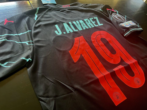 Camiseta Manchester City Suplente 2023/24 Negra Julian Alvarez