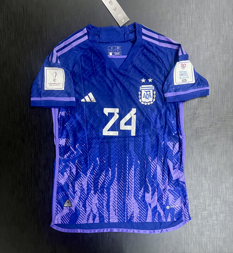 Camiseta Argentina Suplente Violeta 2022 Heatrdy E. Fernandez 24 (Qatar)