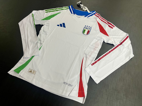 Camiseta Italia Manga Larga Suplente Blanca 2024/25 Heatrdy