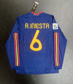 Camiseta RETRO Manga Larga España Suplente 2010 Iniesta 6 - tienda online