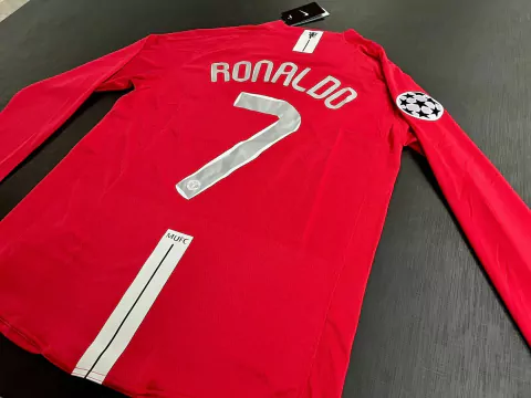 Camiseta Manchester United Retro Titular Ronaldo 2007/08 Manga Larga