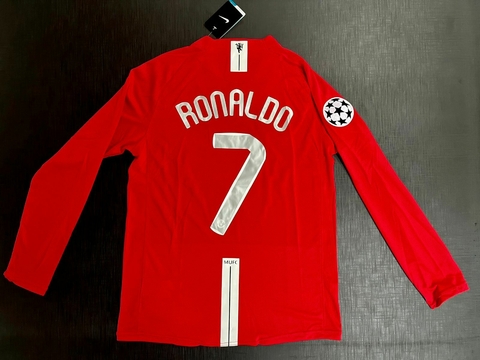 Camiseta Manchester United Retro Titular Ronaldo 2007/08 Manga Larga