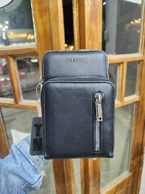 Porta celular doble cierre negro