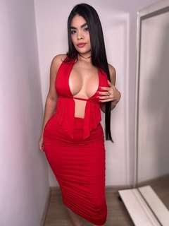 CONJUNTO MIDI COM BATINHA - vermelho - Nani Modas