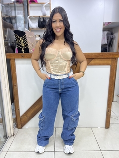 CALÇA JEANS WIDELEG CARGO