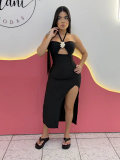 VESTIDO MIDI DETALHE FLOR
