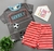 PIJAMA VERÃO CAMISETA EM MALHA E BERMUDA LISTRADA