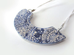 Dije Mixteca semicircular azul cobalto mate - Deka Cerámica