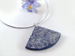 Gargantilla de plata con Dije Abanico Azul Cobalto - comprar online