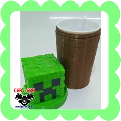 Vaso Minecraft con tapa y sorbete