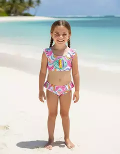 Biquíni Infantil Menina Colorido com Babados e Estampa de Peixe - R&F Modas