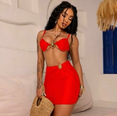 Conjunto Biquíni 3 Peças com Bojo e Saia – Estilo de Verão - R&F Modas