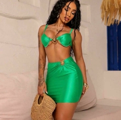 Conjunto Biquíni 3 Peças com Bojo e Saia – Estilo de Verão