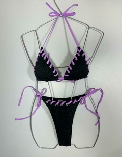 Biquíni Rosa Plissado – Trançado Charmoso para o Verão na internet