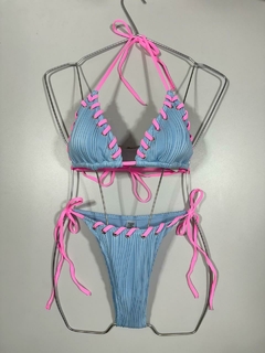 Biquíni Rosa Plissado – Trançado Charmoso para o Verão - R&F Modas