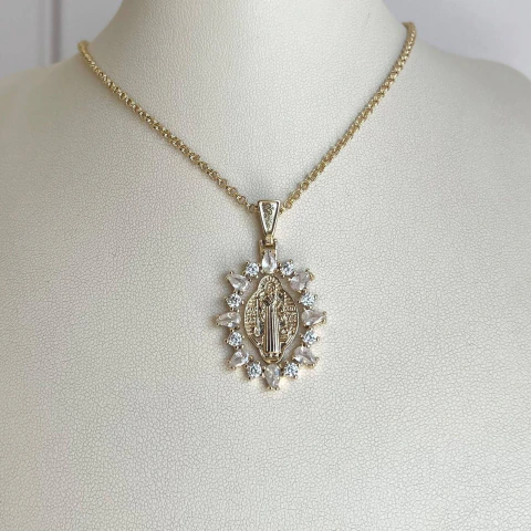COLLAR DIJE SAN BENITO/VIRGEN ZIRCONIAS