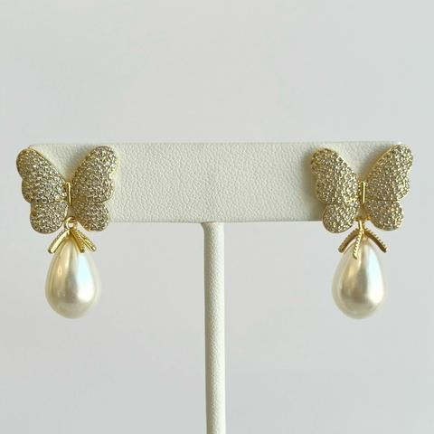 ARETES DE NOCHE MARIPOSA PAVE Y PELA