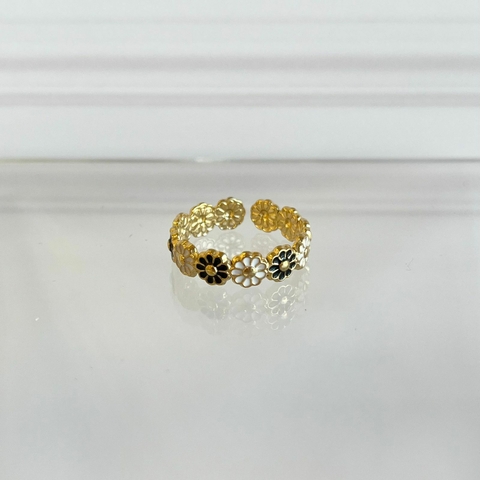 ANILLO AJUSTABLE FLOR BLANCA Y COLOR