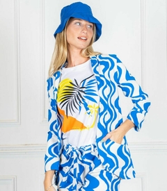 Blazer de bengalina psicodelia azul Art.200011