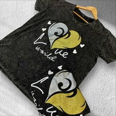 Remera nevada corazon plateado dorado Art 101802