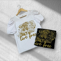 Remera Manga princesa live free cursiva Art 101796
