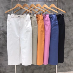 Saia midi jeans reta