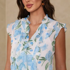 BLUSA FLORAL COM JABOTS - loja online