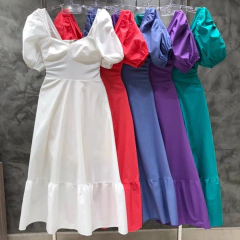 vestido em algodão com manga princesa - loja online