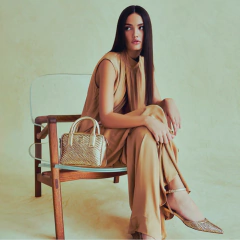 SLINGBACK SALTO MEDIO TRANÇA BRONZE - comprar online