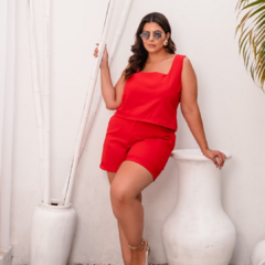 CONJUNTO EM LINHO DE SHORTS E REGATA