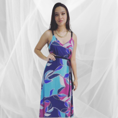 VESTIDO COM ALCA E CINTO DE TRANCA