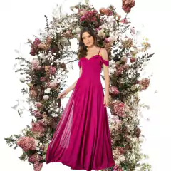 vestido ciganinha longo com brilho