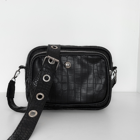 BANDOLERA AGUSTINA - CROCO NEGRO - comprar online