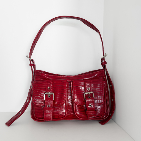 SHOULDER BAG ANNA - CROCO ROJO