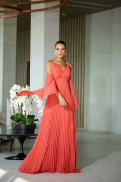 Vestido Longo Musseline Ombro Vazado