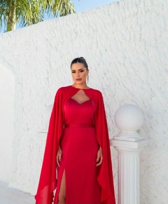 Vestido Cetim Reto Com Fenda 2 em 1 Capa - comprar online