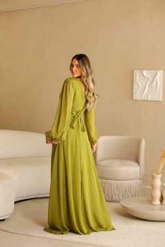 Vestido Longo Chiffon Manga Bufante - comprar online