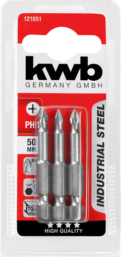 Puntas industrial Steel, 50mm Phillips/Estrella PH 2 x 3 unidades KWB - comprar online