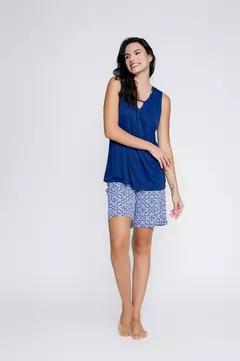 Bermudol Feminino Estampa Exclusiva Azulejo Microfibra