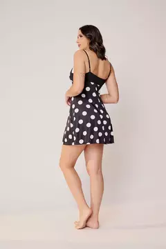 Camisola Feminina Estampa Exclusiva Gisele Preta Poá Microfibra - comprar online